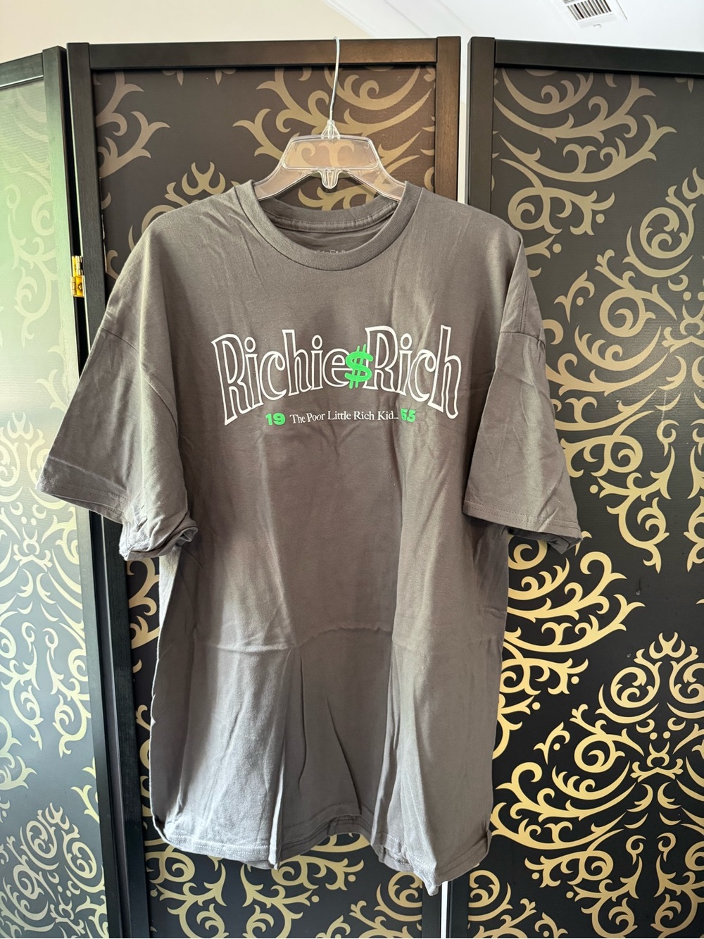 Men's Charcoal Graphic Tee with Green Accent